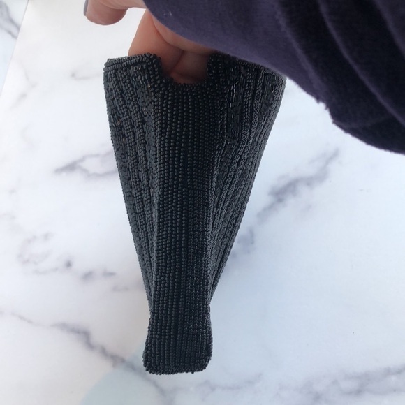 Vintage Genie Beaded Black Bag Clutch Zipper Closure - Picture 3 of 7